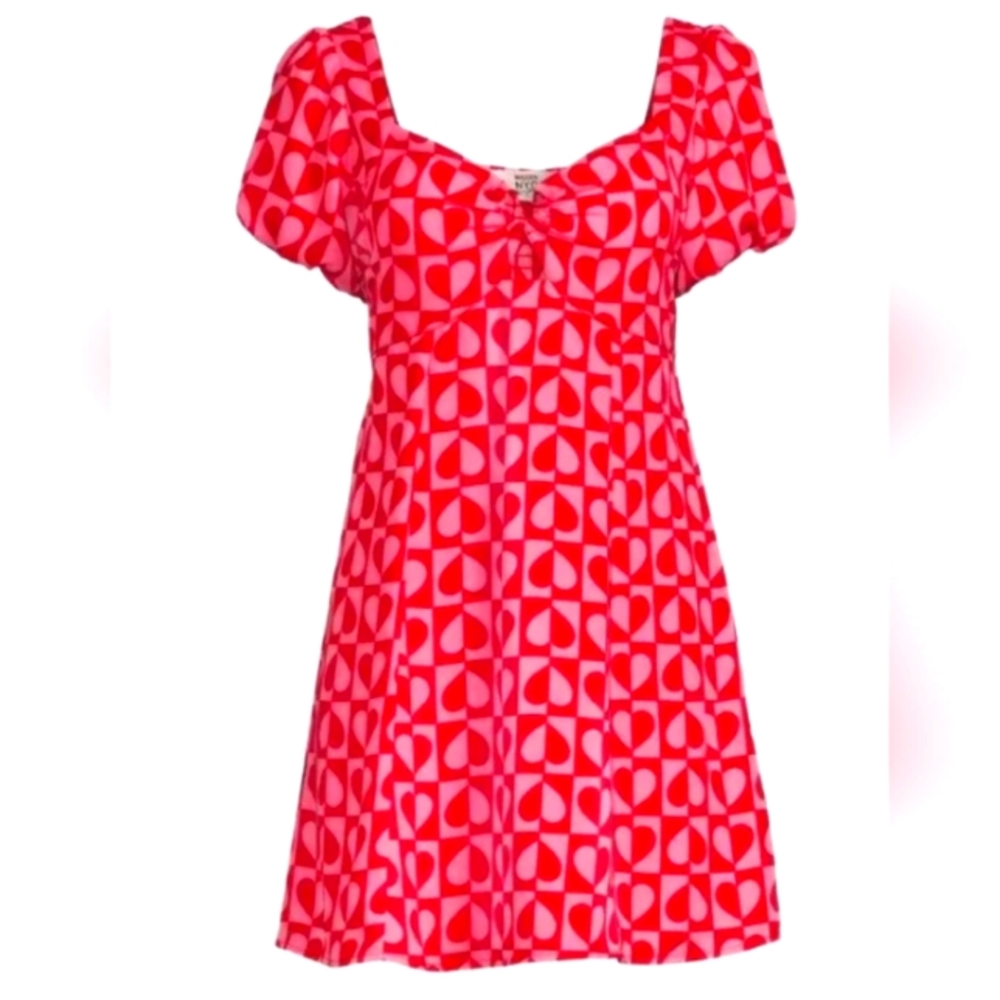 NWT Madden NYC Juniors Heart Women's Dress with Balloon Sleeves Smocked Back